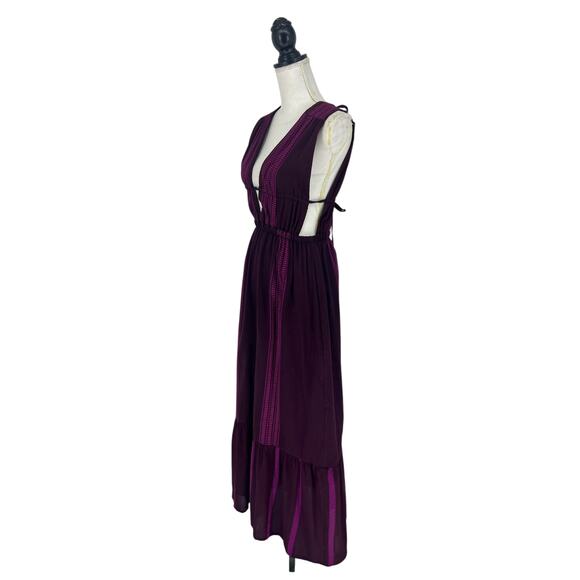 Lemlem Lelisa V-Neck Dress in Jordanos Burgundy - Picture 6 of 14